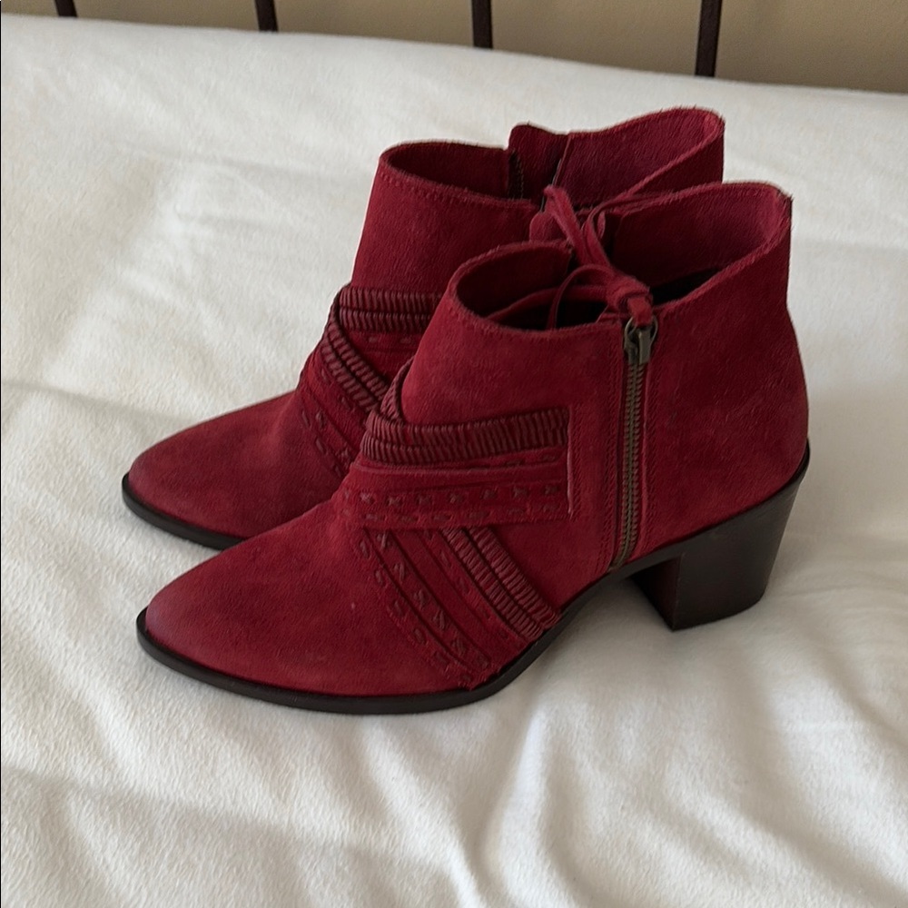 Red Ankle Boots with Western Flair